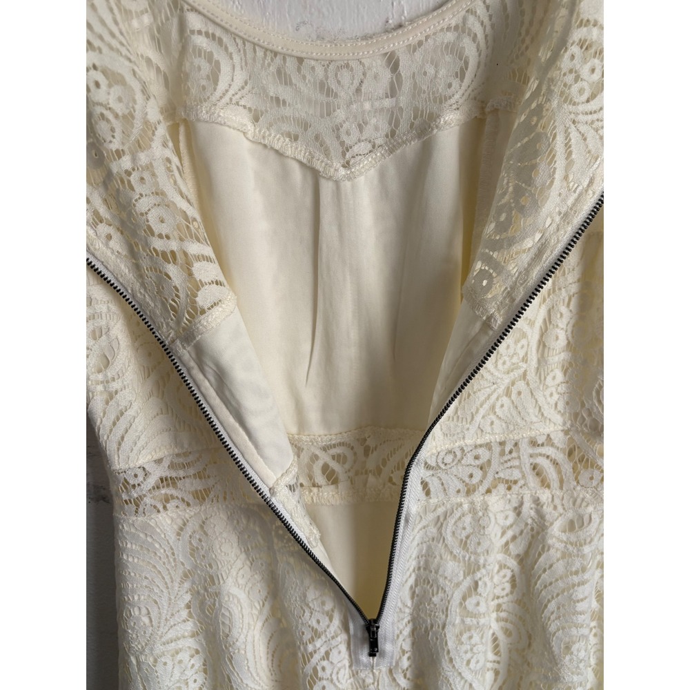 Coquette Feminine Romantic Lace Fit Flare Dress Cottagecore Bridal Shower Size S - Picture 5 of 7